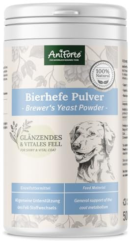 AniForte Bierhefe Pulver für Hunde 500g - Naturprodukt für glänzendes, kräftiges Fell & Vitale Haut, Mit Biotin & Vitamin B für Hunde