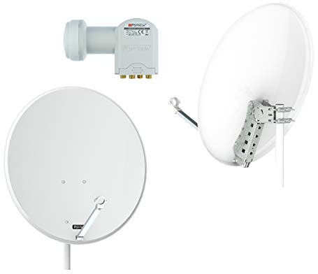 Opticum X80 Satellitenschüssel Antenne 80 cm mit Quad LNB LQP-04H stahl lichtgrau (TÜV zertifiziert)