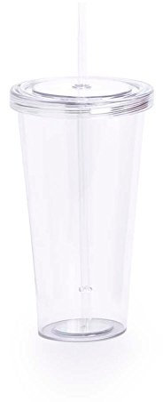 eBuyGB Smoothie Tumbler with Straw, Transparent, 680 ml