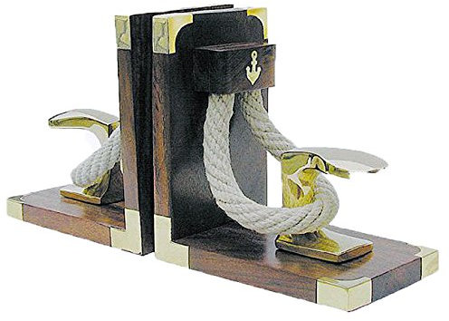 Buchstützen Poller&Tau Holz/ Messing, 1 Paar, 31x16x9,5cm