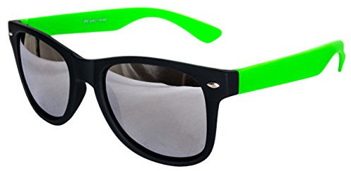 Sonnenbrille Nerdbrille Nerd Retro Look Brille Pilotenbrille Vintage Look - ca. 80 verschiedene Modelle Grün Schwarz Spiegelglas