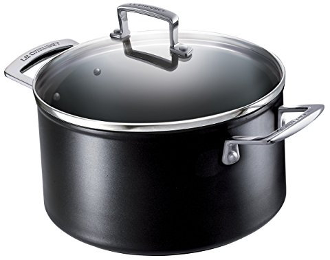 Le Creuset Toughened Non-Stick Deep Casserole Pot with Glass Lid, 28 cm, Black, 962006280