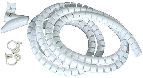 Flexible-Kabelspirale Spiralschlauch Kabelverkleidung mit Einziehhilfe - Bündelbereich Ø 20 mm (2,0 cm) Länge 2.5 m WEISS