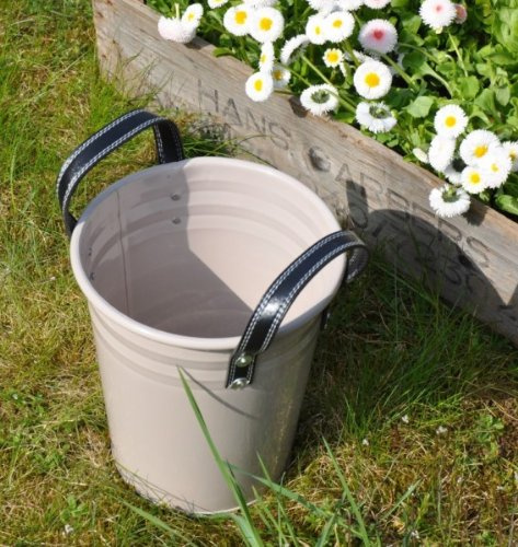 KUHEIGA Metalltopf Höhe: 21cm, beige Pflanztopf Übertopf Pflanzgefäß Metall
