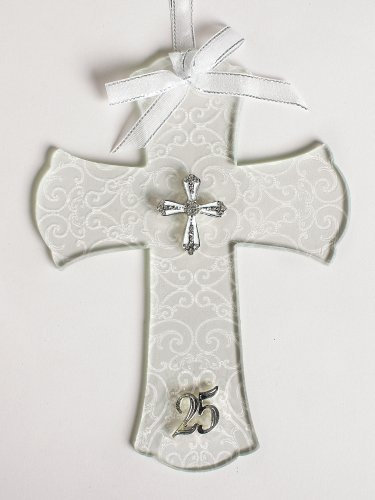 Wandkreuz zum 25. Hochzeitstag, Glas