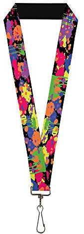 Buckle-Down Unisex-Erwachsene Lanyard Schlsselanhnger, Bd Farbspritzer schwarz/neon, Standard