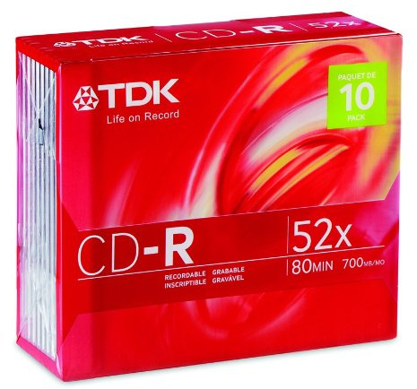 TDK CD-R 700MB, 120mm 10 ÷ CD-RW (120mm, CD-R, 700MB, 10-80 min, 52x, Kuchenbox)