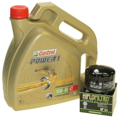 Öl Wechselset 4 Liter Motoröl SAE 10W-40 Power 1 4T | inkl Ölfilter Hiflo HF164 Kompatibel mit BMW F 650, K 1200, R 1200, K 1600