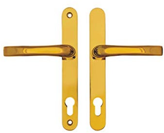 Roto Match Upvc Door Handle 200mm Screw Fix 2 Hole Fix 92mm PZ Sprung in Polished Gold