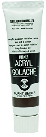 Turner Colour Works Acryl Gouache Artist Acrylic Paint - Single 40 ml Tube - Burnt Umber
