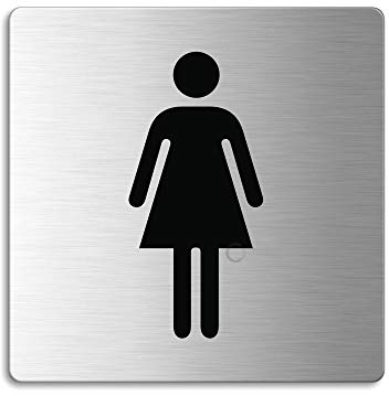 Schild WC Damen 85x85 mm Toilettenschild aus Edelstahl selbstklebend Nr.8926
