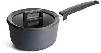 Woll 920CPI Guss Topf Concept Plus Stielkasserolle für Induktion 20 cm, 9.5 cm hoch mit Deckel, 2.5 L mit festen Griff, Anthrazit