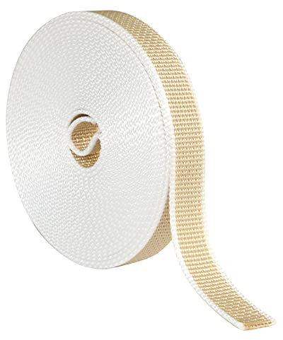 Amig - Nastro per Raccoglitori Avvolgibili in Beige e Bianco | Corda di Ricambio per Bobina di Tapparella Morbida e Rigida | Resiste ai Raggi UV e all'Abrasione | Misure 22 mm x 6 m