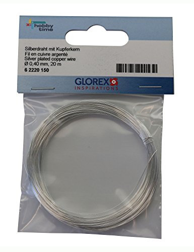 Glorex 6 2220 150 - Silberdraht mit Kupferkern versilbert, 0,4 mm x 20 m, ideal zum Basteln oder für floristische Kreationen als Bindedraht