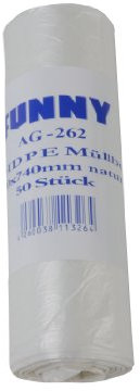 Funny HDPE Müllbeutel, 630 x 740 mm, transparent, circa 60 L, 40er Pack (40 x 50 Stück)