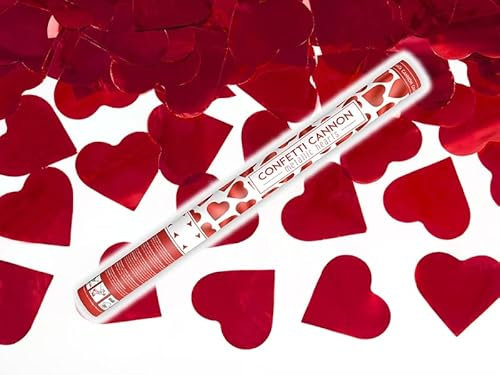 eventkauf Konfetti Shooter Konfettikanone Hochzeit Konfettishooter 60cm (Rot Herz)
