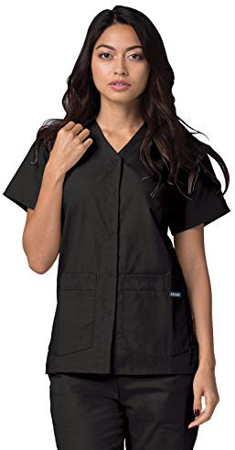 Adar Universal Blouse Médicale Femme - Tunique avec Boutons Pressions - 604 - Black - M