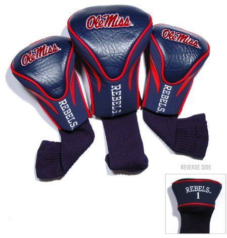 Team Golf NCAA Ole Miss Rebels Contour Golfschlägerhauben (3 Stück) nummeriert 1, 3 und X, passend für übergroße Fahrer, Utility, Rescue & Fairway-Schläger, Velours gefüttert für zusätzlichen