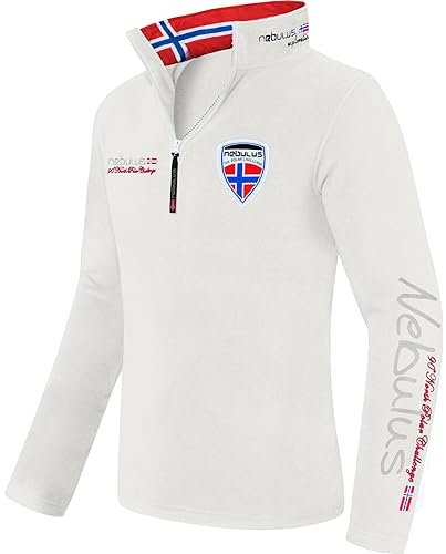 Nebulus Herren Pullover SKANDINAVIA, Warmer Fleecepullover, Pulli aus Fleece mit Half Zip Reißverschluss, Gardenia - XL