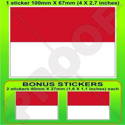 Monaco Flagge, Monte Carlo 10,2 cm (100 mm) Vinyl Bumper Aufkleber, Aufkleber X1 + 2 Bonus