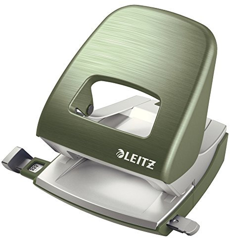 Leitz Büro Locher aus Metall, Für 30 Blatt, Anschlagschiene mit Formatangaben, Ergonomisches Design, Seladon grün, Style Serie, 50060053