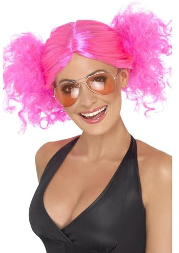 Smiffys 80er Pferdeschwänze Perücke, Rosa