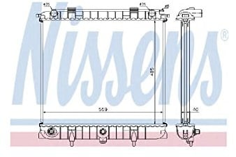 NISSENS Kühler Motorkühlung Kühler Wasserkühler Motorkühler Netzbreite 559mm Netzlänge 485mm Netztiefe 40mm 64309