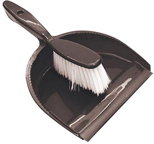 Dust Pan and Brush Set - Flat Hand Dustpan Sweeper with Nylon Bristles