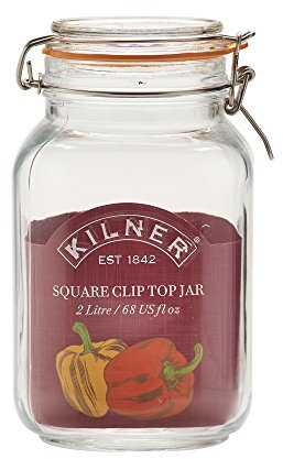 12 x Kilner Clip Top Glass Storage Jar - Square 2 Litre