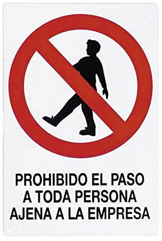 WOLFPACK LINEA PROFESIONAL - Cartel Prohibido el Paso Persona Ajena Empresa 30x21 cm.
