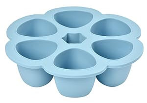 BÉABA, Multiportions Silicone de qualité premium, Résistance thermique extrême, Four et micro-onde, 6 alvéoles indépendantes, Couvercle hermétique, Fabriqué en Italie, 6x90 ml, Bleu