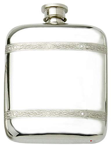 Hip Flask with Celtic Bands Liquor Flask 6oz Engravable Great Personal Gift