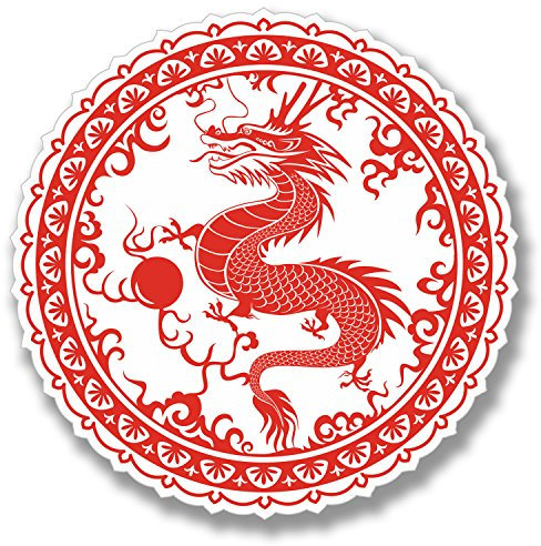 Lot de 2 autocollants Dragon chinois pour karaté voiture moto iPad ordinateur portable décalcomanie #4085 (10 cm x 10 cm)