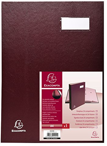 Exacompta 24244E Unterschriftsmappe 24x32 cm dehnbarer Faltenrücken 24 Fächer 1 Stück bordeaux