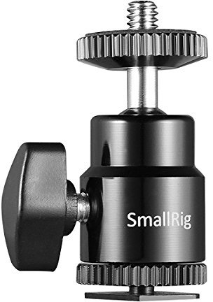 SMALLRIG Mini Stativkopf Kugelkopf,Kugelgelenk mit 1/4 Blitzschuhadapter, 360° Drehbar Ball Head mit Hot Shoe Apdater zum LCD Monitor, Mikrofon, LED Licht - 761