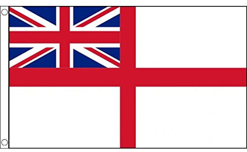 5ft x 3ft (150 x 90 cm) White Ensign Navy Naval British Military Forces Troops 100% Polyester Material Flag Banner Ideal For Pub Club School Festival Business Party Decoration
