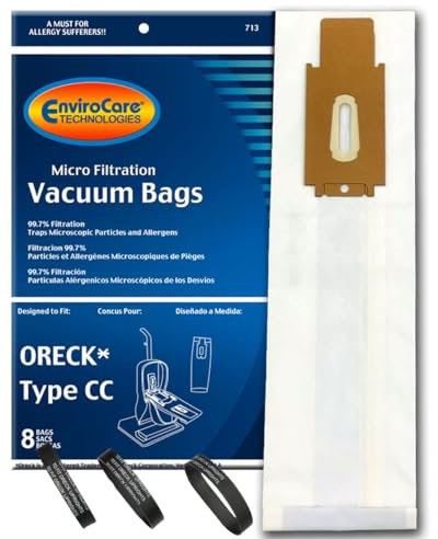 Envirocare Oreck Vacuum Cleaner Bags To Fit Style Cc And All Xl Upright Models (8 Cc Bags & 3 Belts)