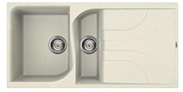 Reginox EGO475-C 1.5 Bowl Regi-Granite Composite Sink With Reversible Drainer Granitetek Cream