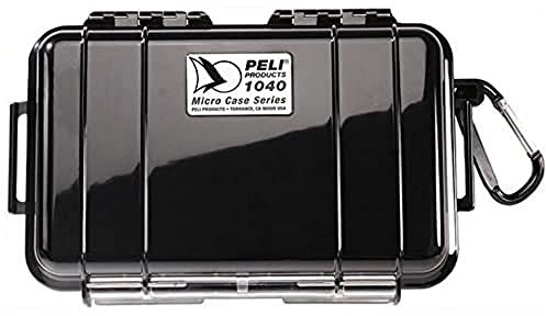PELI 1040 Micro Case to Protect Small Belongings, IP67 Watertight, 2L Capacity, Made in US, Black/Black Liner