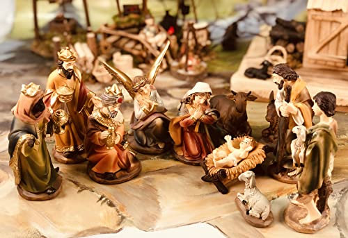 Historische Figuren 11 -tlg. Set 6 - 7 cm max. KOMPLETTSET NEUWARE Krippenfiguren für viele Weihnachtskrippen Maria Josef 3 Weise Jesus Engel Hirte Schaf Ochse Esel Krippenzubehör Krippen Krippe Krip