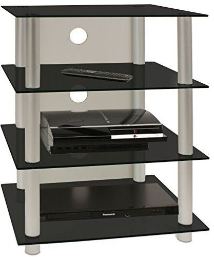 VCM Meuble HiFi Rack Armoire Phono Etagère Alu Verre Phono Mediaregal Blados Meuble HiFi Rack Armoire Phono Etagère Alu Verre Phono Mediaregal Blados Verre Noir