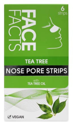 Face Facts Tea Tree Nose Pore Strips | Draws out impurities & oils, helping eliminate blackheads | 6 strips