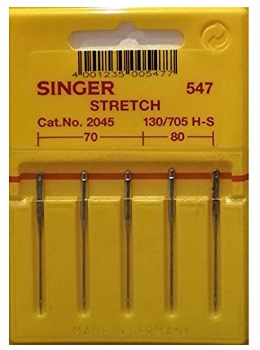 5 agujas originales Singer, para máquinas de coser, agujas de 2045, de grosor 70/09 y 80/11, para prendas de punto 130/705 H-S