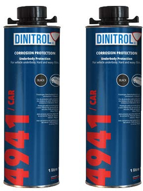 DINITROL 4941 BLACK UNDERBODY WAX 2 x 1 Litre CANS (with Schutz style screw cap)