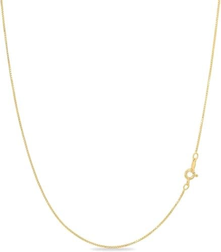 KEZEF 18k Gold über Sterling Silber 1mm Box-Kette Halskette, 18k vergoldet Halskette für Frauen und Männer, 18 Zoll