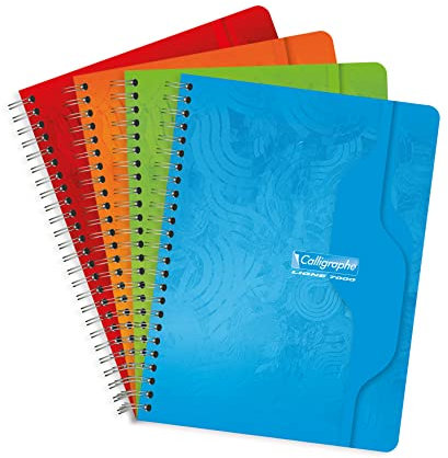 Calligraphe 402C - Spiralheft / Schulheft Calligraphe mit Doppelspirale 17x22 cm, 50 Blatt, kariert, 70g, farbig sortiert, 1 Stück