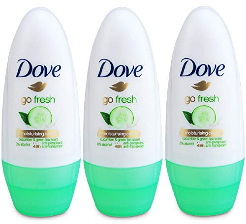 Dove Go Fresh Cucumber & Green Tea Scent Anti-perspirant Deodorant Roll-on 50ml (1.7 Fluid Ounce). (Pack of 3) by Dove