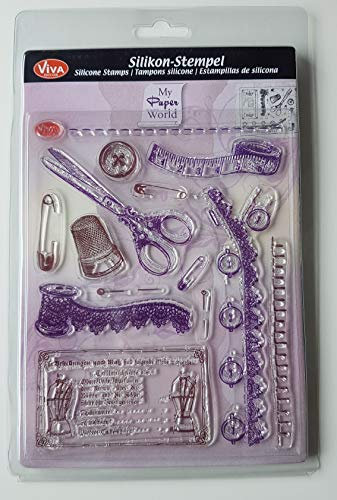 Viva Decor Clear-Stamps (Schneiderei) Silikon Stempel - Prägung Stempel - DIY Dekoration stanzen - Stempel Silikon - DIY Stamp - Stempel Prägung - Made in Germany
