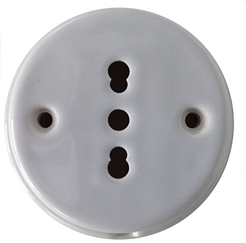 Electraline 70175 Presa Bipasso, 10/16 A, Ceramica, Bianco