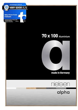 nielsen Alpha Oak Aluminium Picture Frame - 70x100cm - with Float Glass and Easy Push-Turn Clips - For Photos and Art